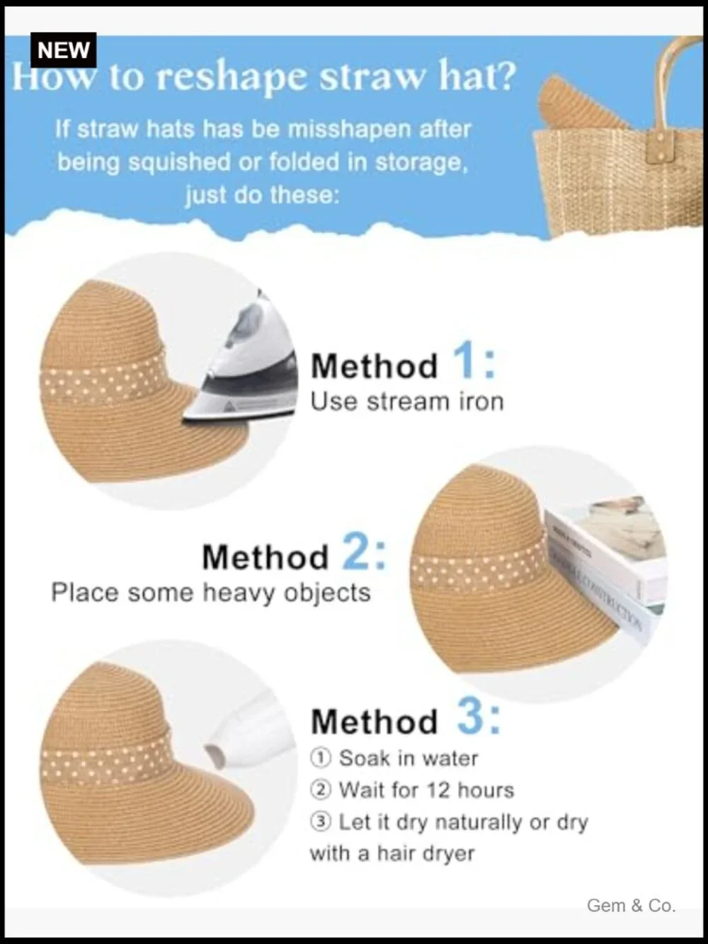 Wide Brim Straw Derby Sun Hat UPF 50+ Packable Floppy for Beach Summer